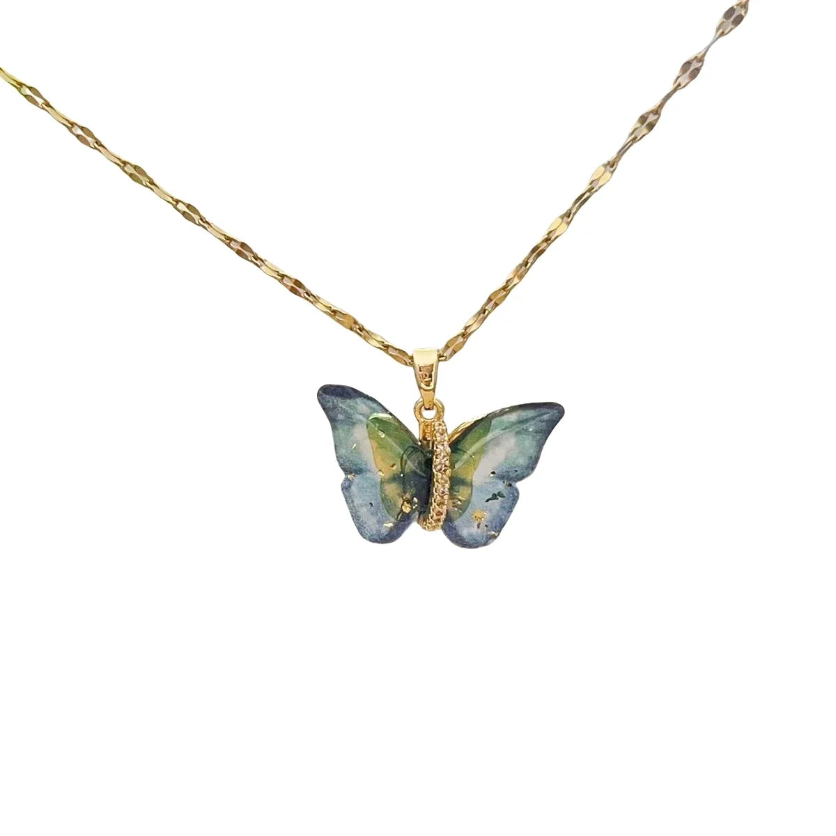 Zircon Butterfly Gradient Colorful Chain Necklace for Women
