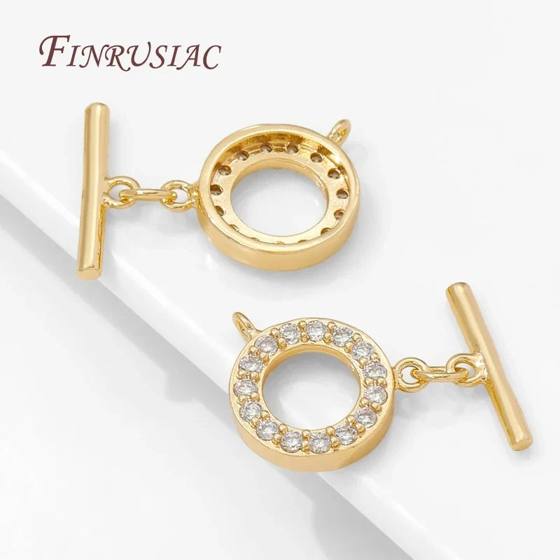 18K Gold Plated Toggle Clasp – Brass Zircon OT DIY Jewelry