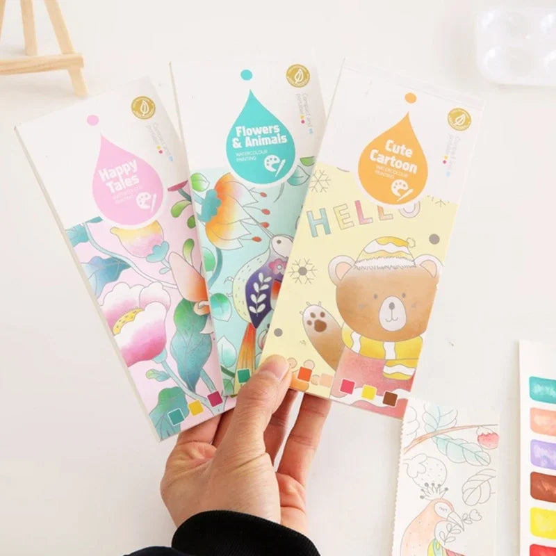 Kids Watercolor Paint Set – Coloring Book & Brush Included