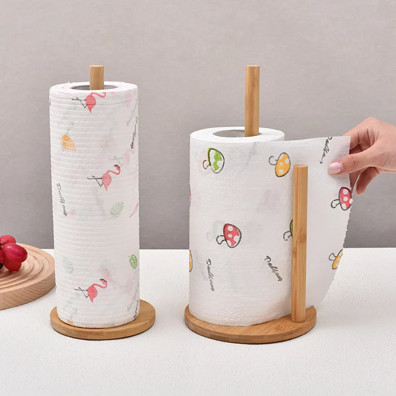 Bamboo Kitchen Roll Paper & Tissue Holder – Desktop Rack