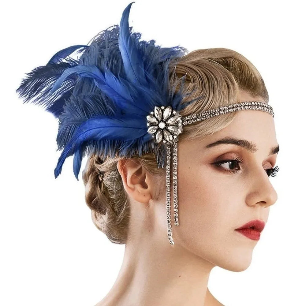 1920s Feather Hairband Rhinestone Headpiece | Gatsby Party