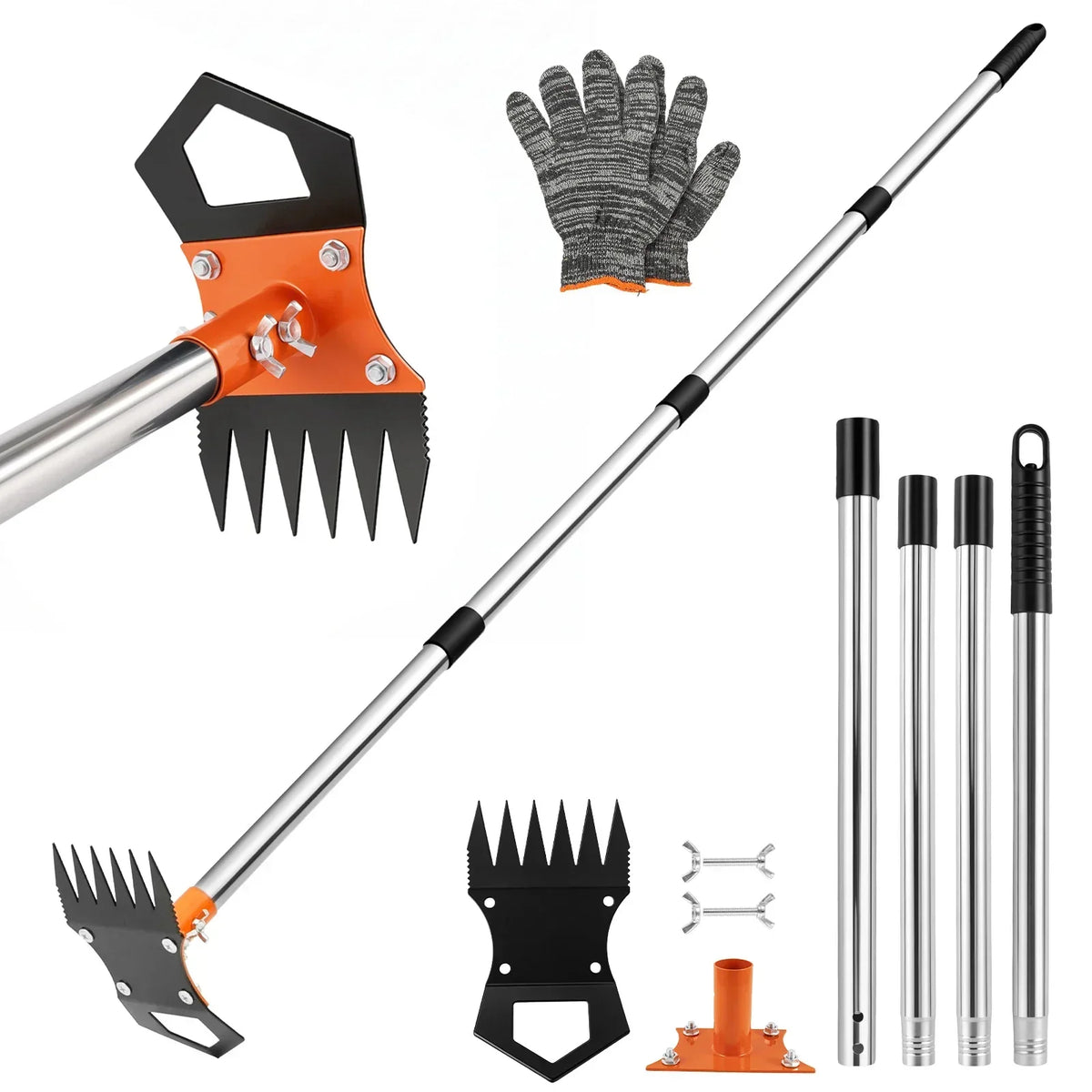 2-in-1 Garden Hoe & Weeding Rake – 60" Adjustable Handle