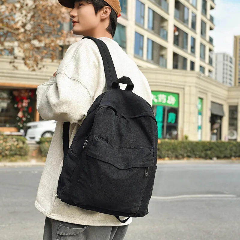 Large Canvas Backpack Unisex – Retro Minimalist College Bag