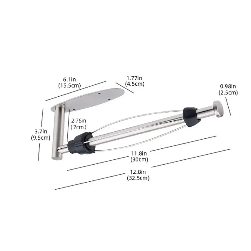 Wall Mount Paper Towel Holder – One-Hand Damping, Matte Black