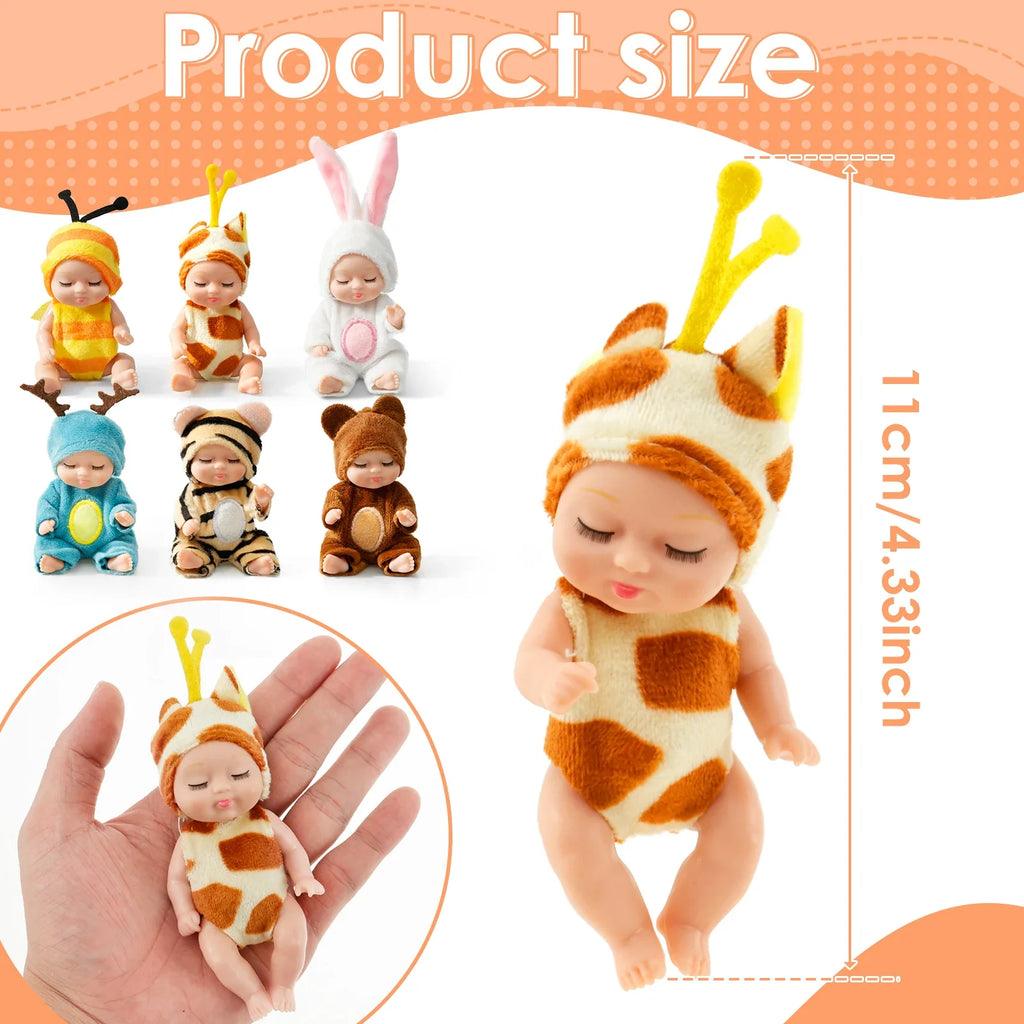 Mini Reborn Baby Dolls Set 6–12 Pcs with Clothes | Kids Gift