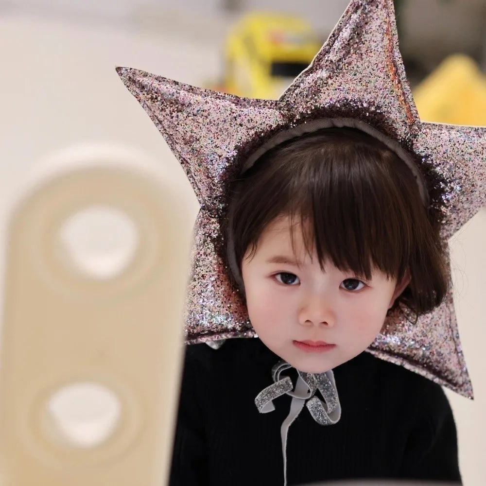 Glittered Star Baby Headband – Soft Nylon Toddler Hair Accessory