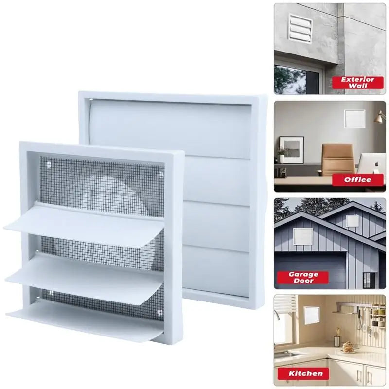 White Exterior Vent Cover Grille – One-Way Plastic Exhaust Hood