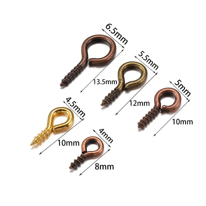 100pcs Mini Screw Eye Pins Eyelets Gold Silver Jewelry Findings DIY