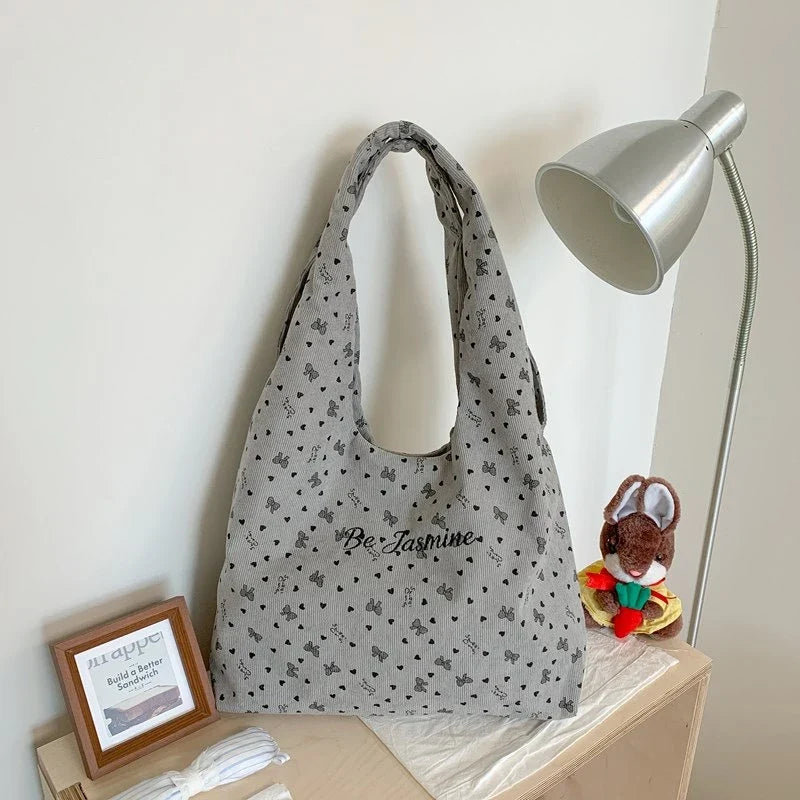 Korean Style Corduroy Tote Bag – Women's Casual Shoulder Bag