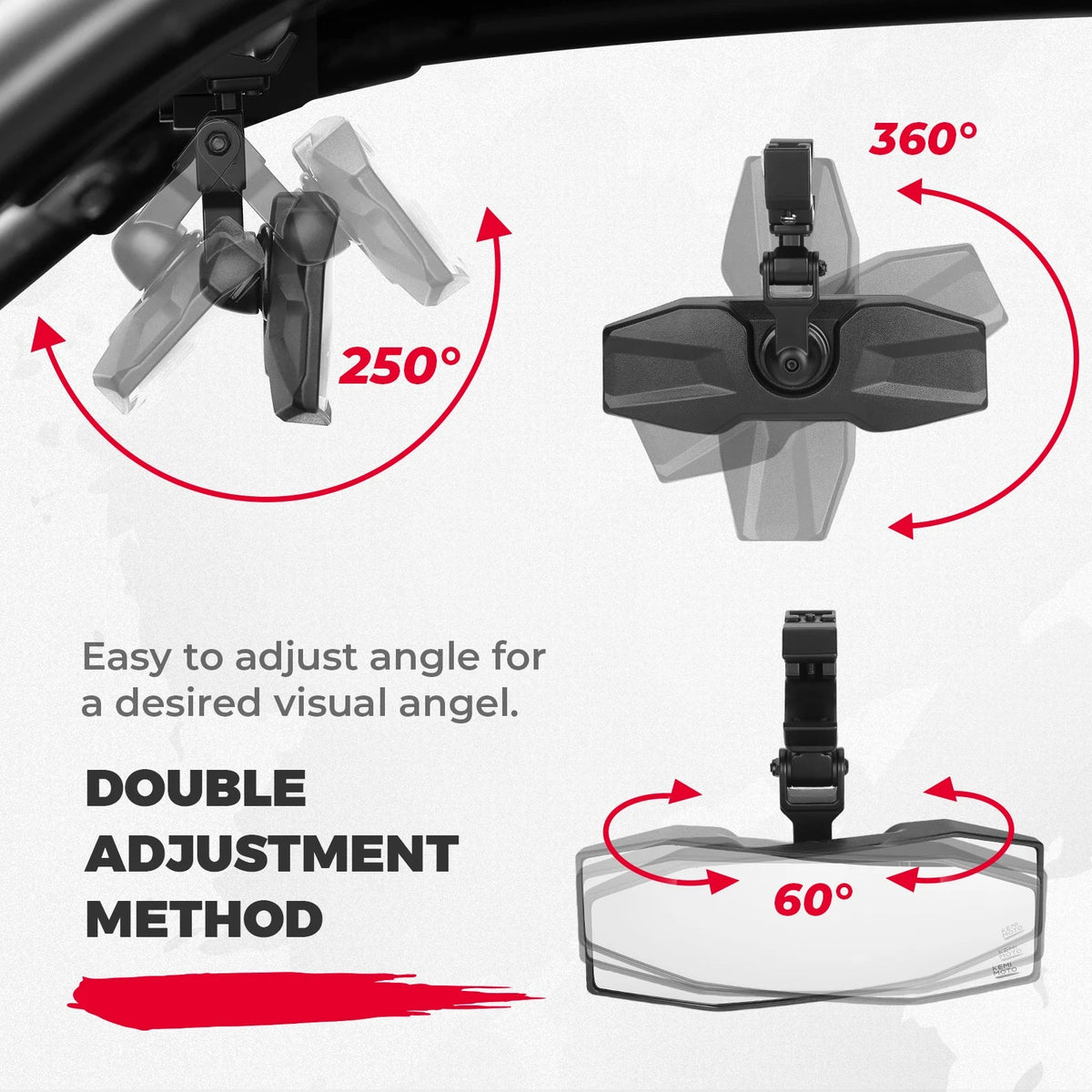 UTV Center Mirror Adjustable Clamp for 1.5"–2" Roll Cage