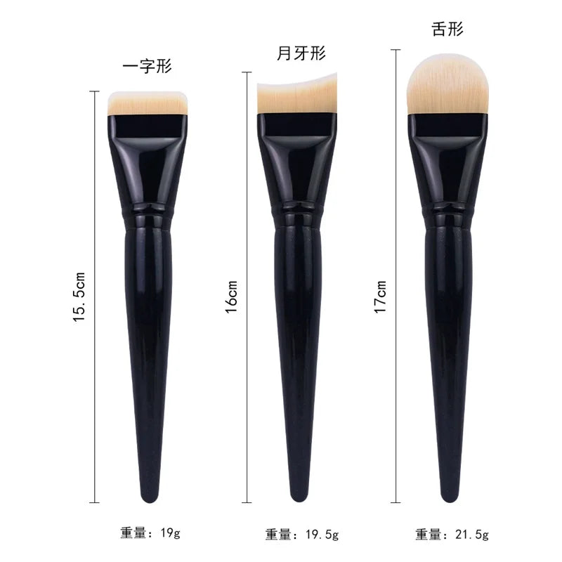 Large Flat Foundation Brush – Soft Synthetic Fiber, 3 Shapes