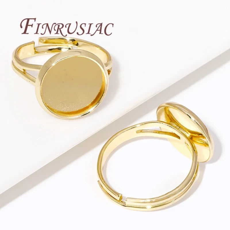 14K Gold Plated Adjustable Blank Ring Settings | DIY Jewelry