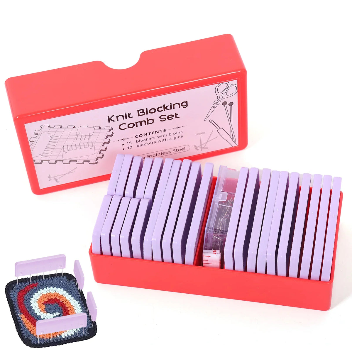 Knit Blocking Comb Set – 57 Pcs with T-Pins & Measuring Tape