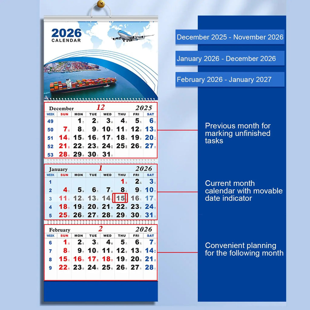 2026 Aviation Wall Calendar – 4-Fold Monthly Planner Gift