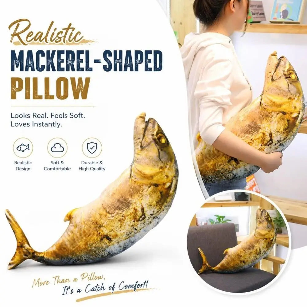 Realistic Mackerel Plush Pillow – Novelty Fish Stuffed Toy