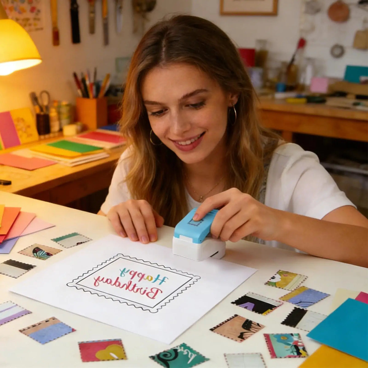 Square Postage Stamp Paper Punch – Craft Shape Cutter