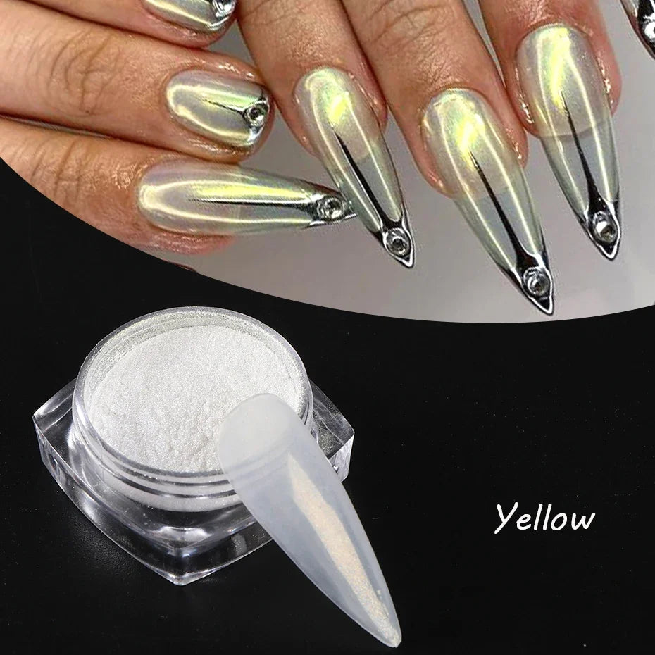 Moonlight Pearl Chrome Nail Powder – Aurora Mirror Pigment