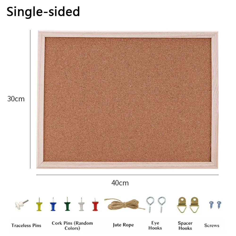 Wooden Frame Cork Bulletin Board – Hanging Memo Display Board
