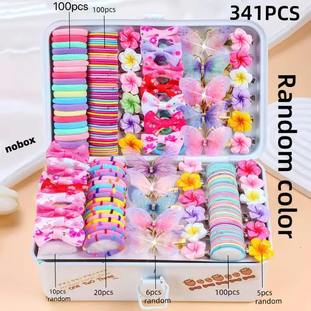 881Pcs Kids Hair Accessories – Clips, Ties & Scrunchies Set