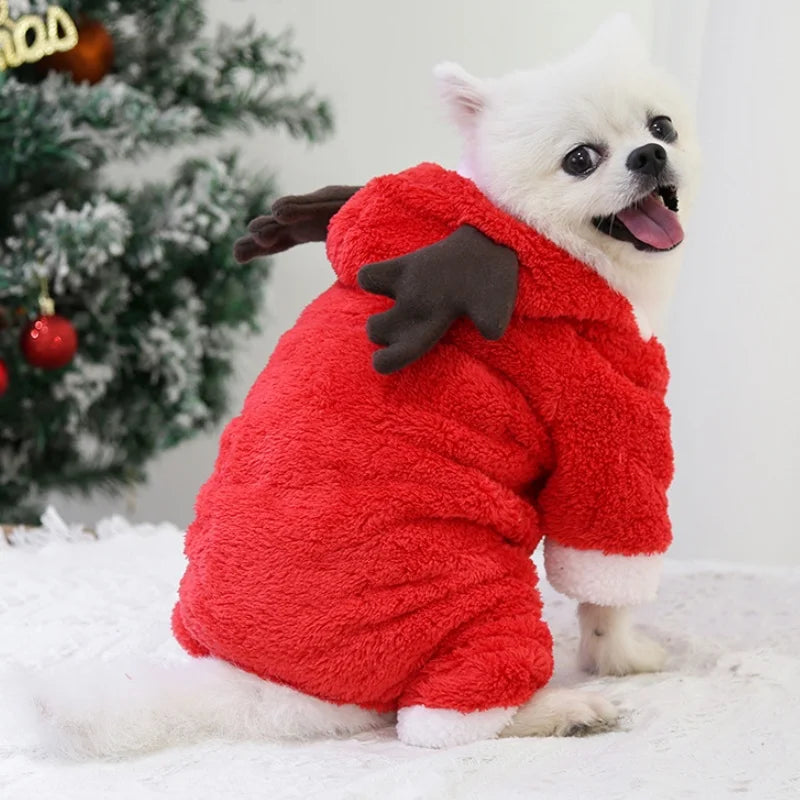 Winter Fleece Dog & Cat Jumpsuit – Warm Christmas Pet Pajamas