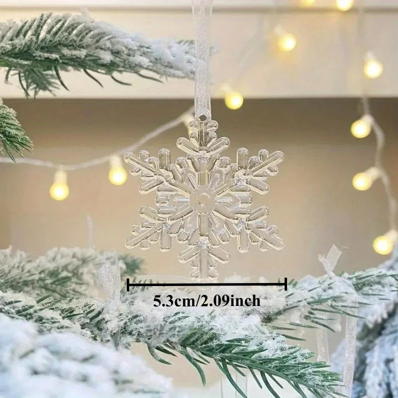 10-Pack Clear Acrylic Snowflake Christmas Ornaments | Xmas Decor