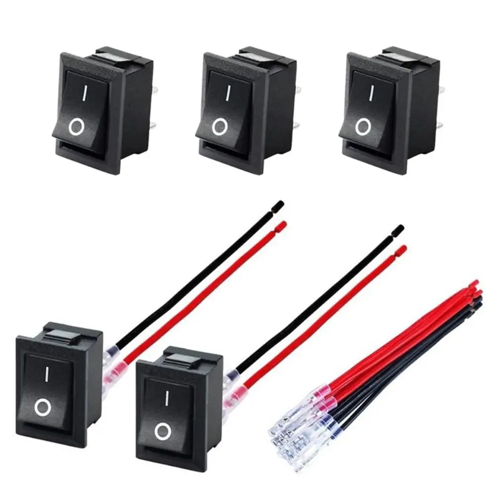 5-Pack Mini Round Rocker Switch SPST ON/OFF 12V 24V 20mm + Wires