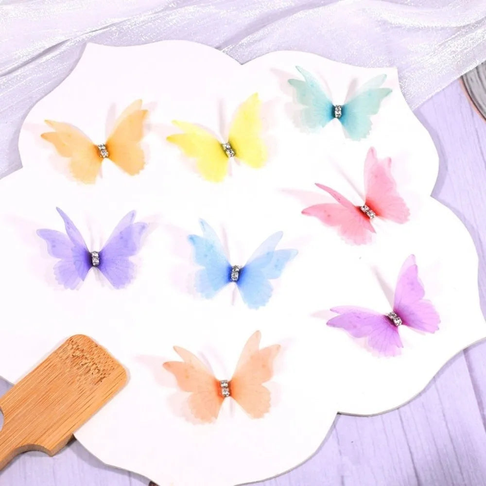 50Pcs 3D Organza Butterfly Appliques – Colorful Mesh Patches
