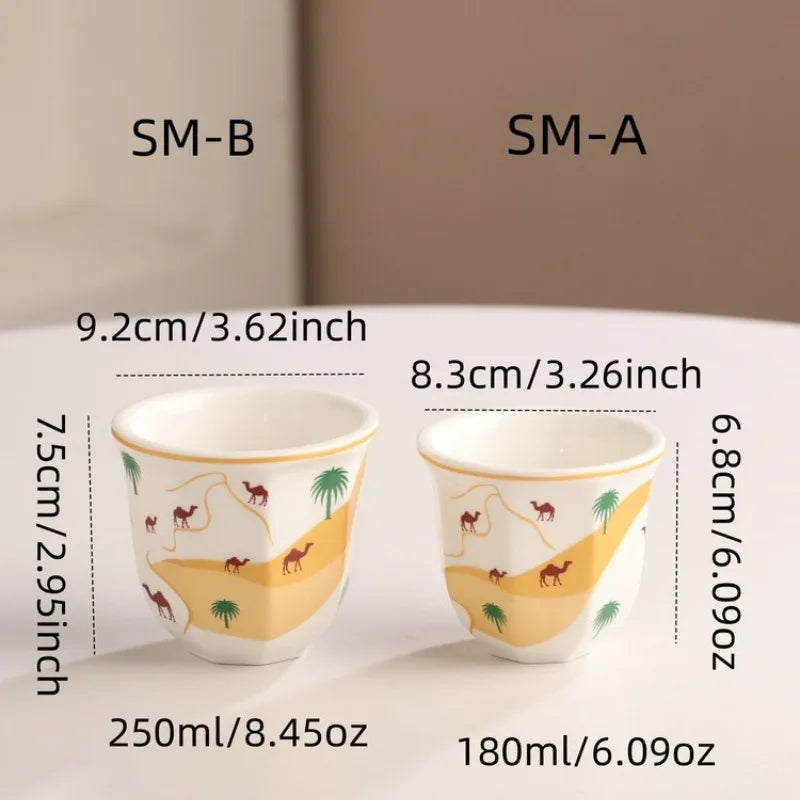 Middle Eastern Ceramic Espresso Cup – Desert Camel Retro Design