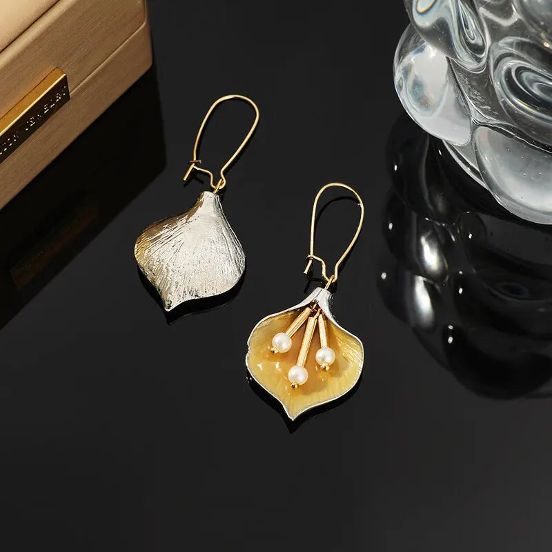 2PCS Enamel Flower Drop Earrings – Bohemian Tassel Style Women
