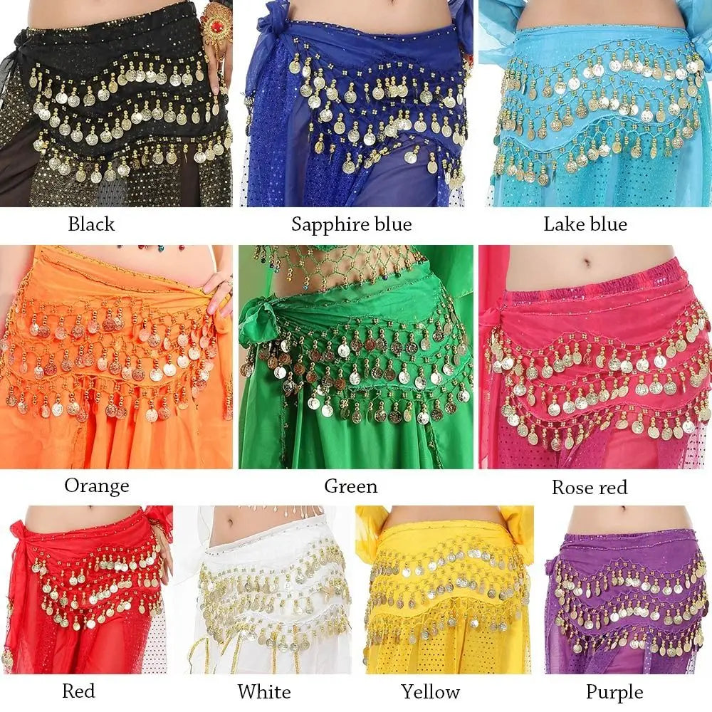 Women's Belly Dance Hip Scarf – Sequin Tassel Wrap Belt Skirt