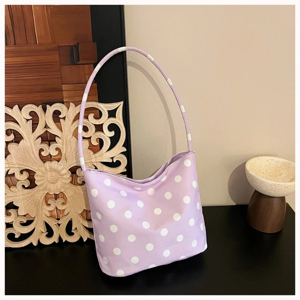 Women's Polka Dot Shoulder Bag – Water-Resistant Oxford Tote