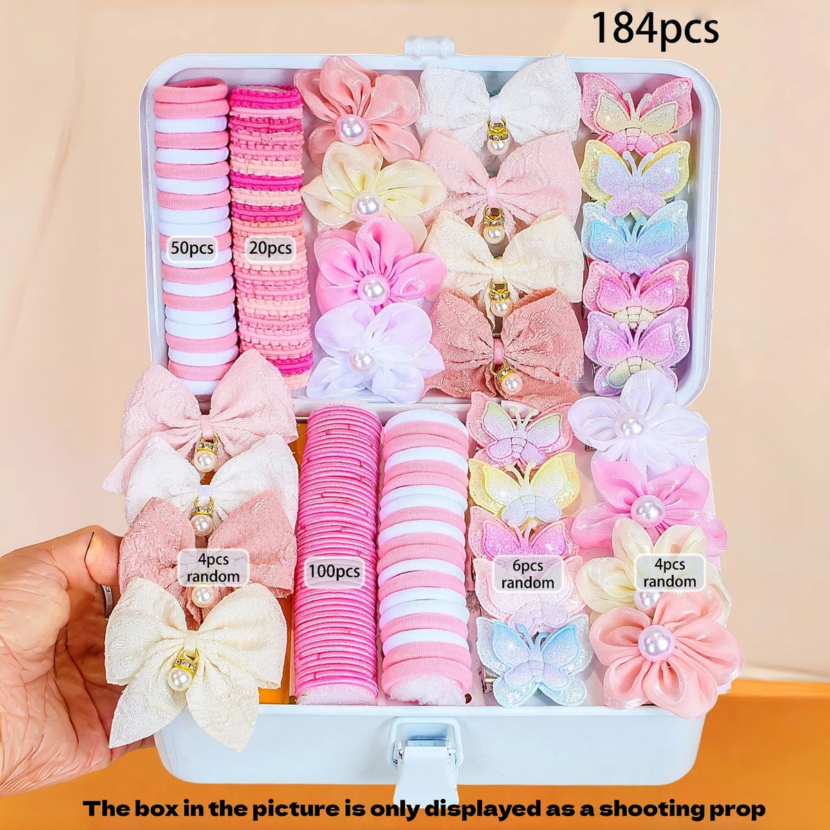 Girls Elastic Floral Bow Hair Bands & Bunny Ear Hair Ties Set