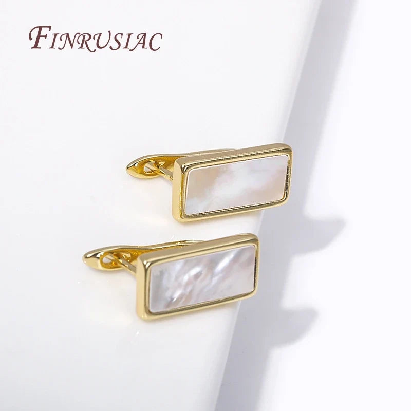 18K Gold Plated Shell Rectangle Earring Hooks for DIY Jewelry