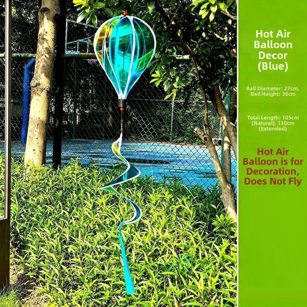 Rainbow Hot Air Balloon Wind Spinner – 36cm Kinetic Garden Decor