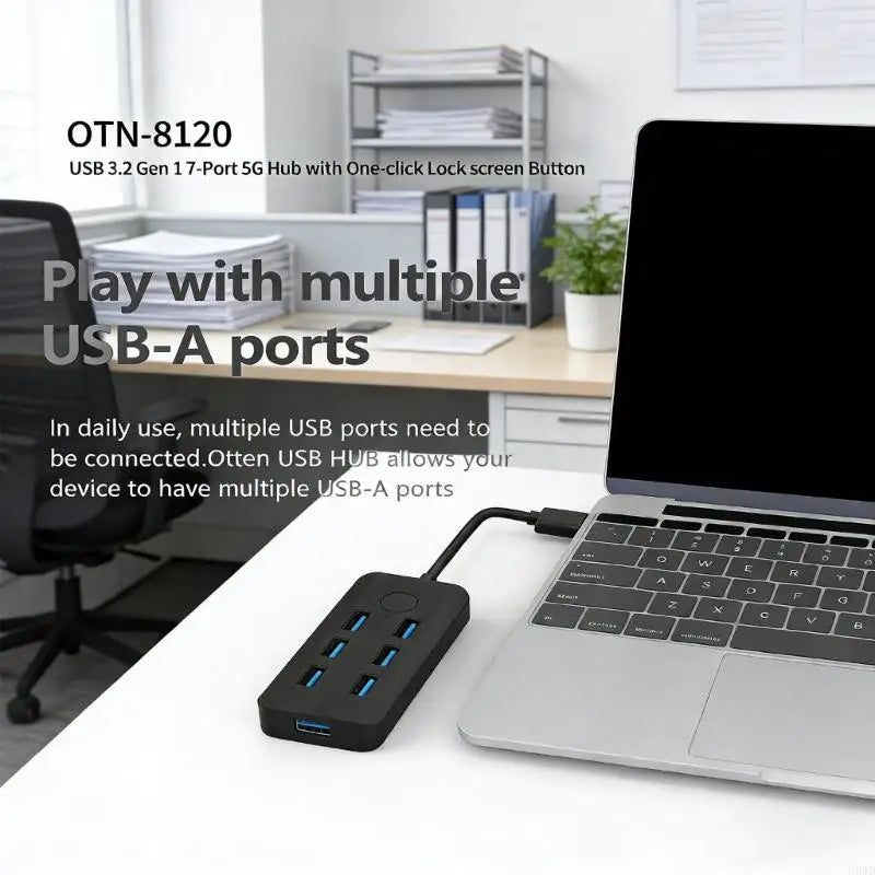USB 3.0 Hub 7-Port Docking Station | Screen Lock & RJ45