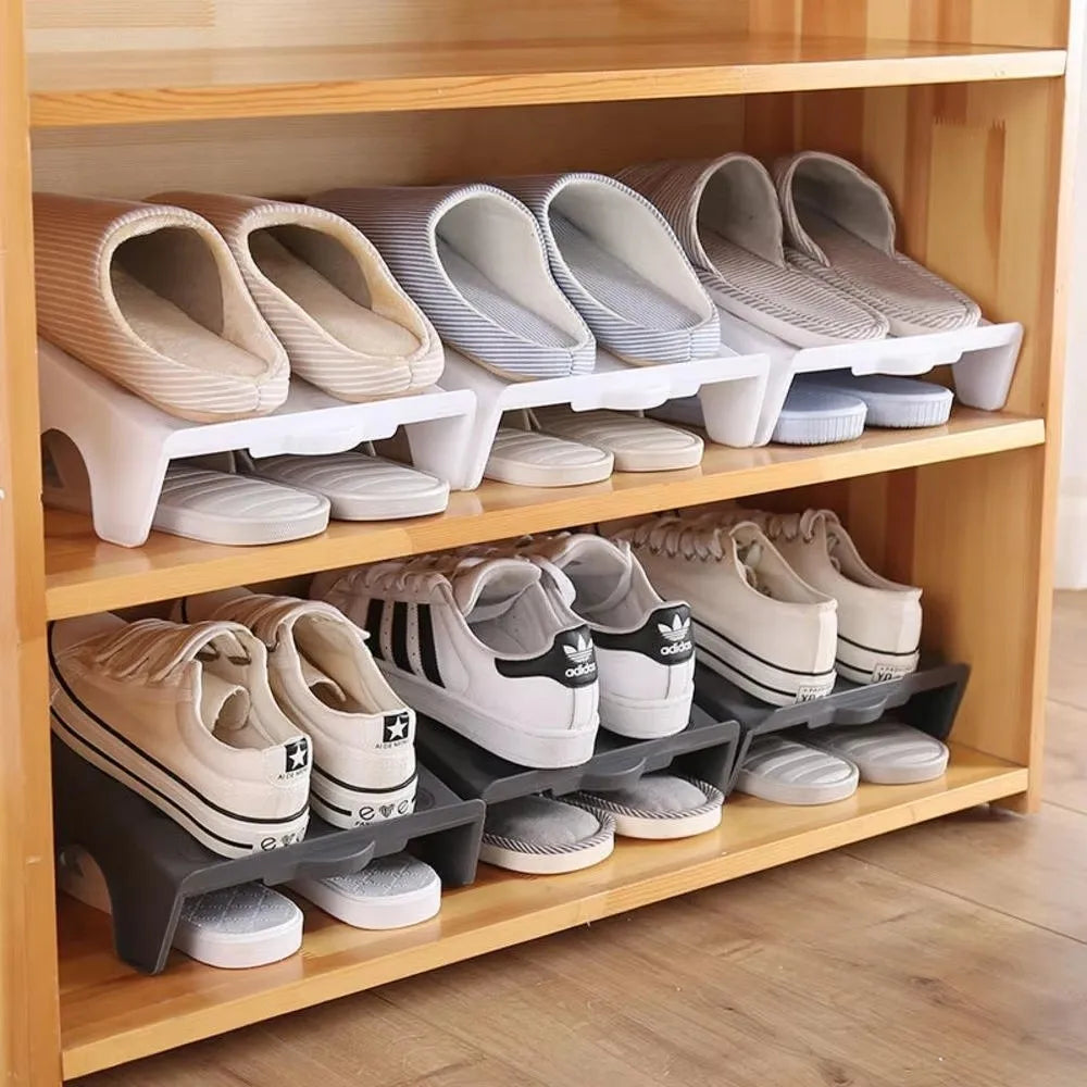 Double Layer Shoe Rack Space-Saving Organizer | Plastic