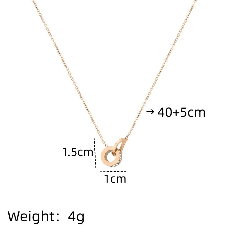 D Letter Pendant Necklace Women – Gold & Rose Gold Chain