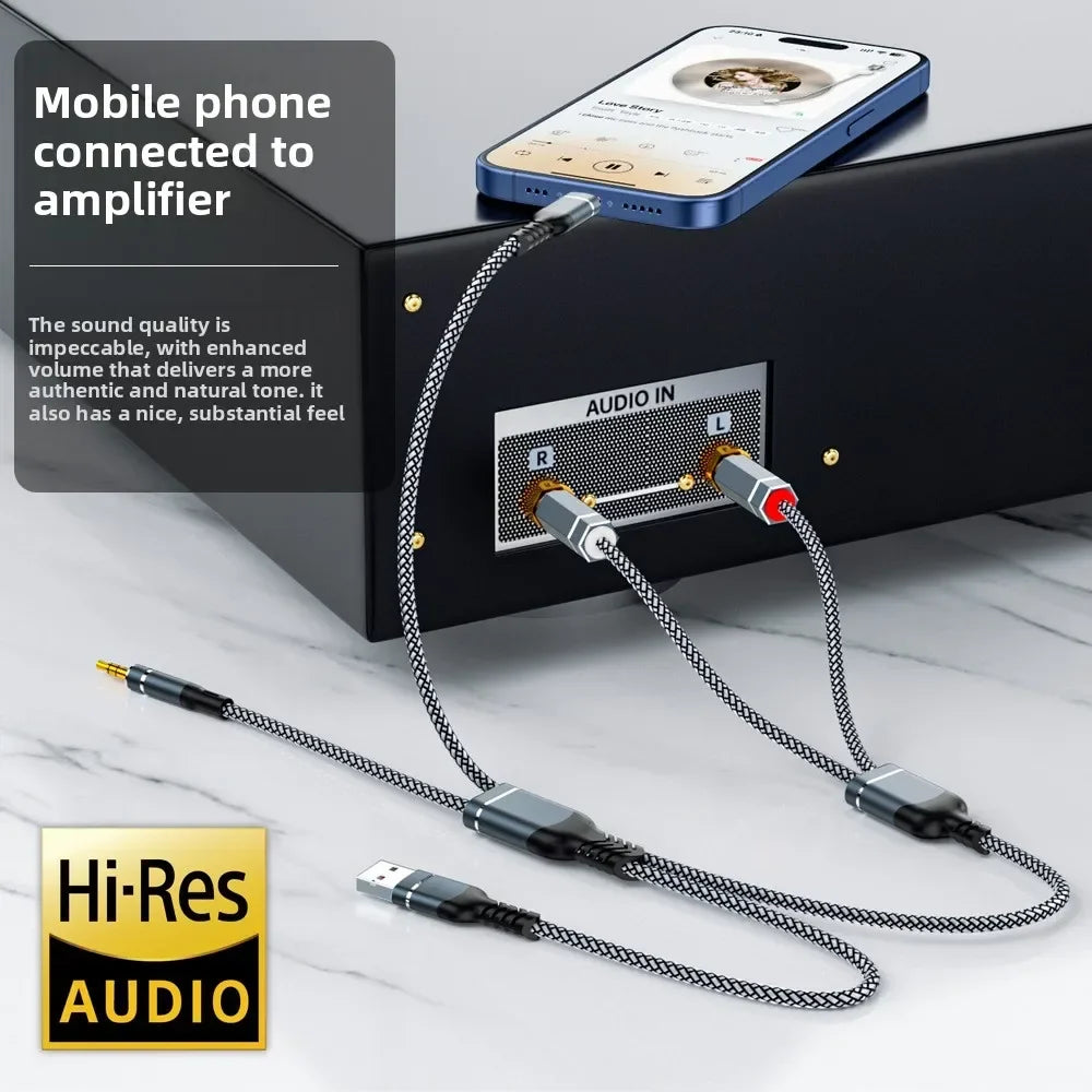 Nixie 1-to-2 Dual RCA Audio Cable – AUX & USB Compatible