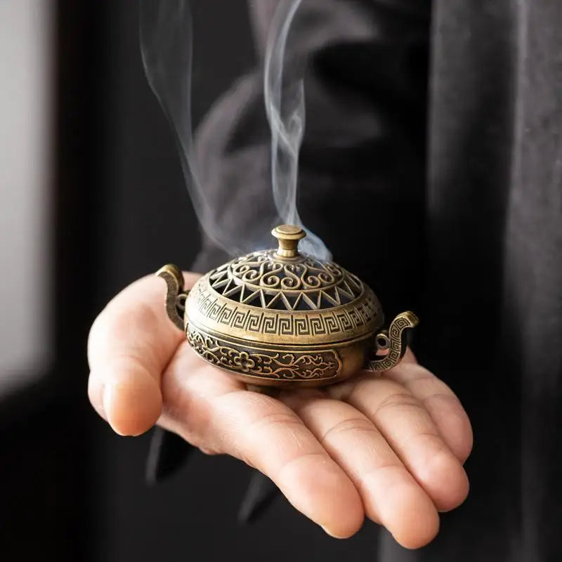 Retro Bronze Charcoal Stove Incense Burner Luxury Stand