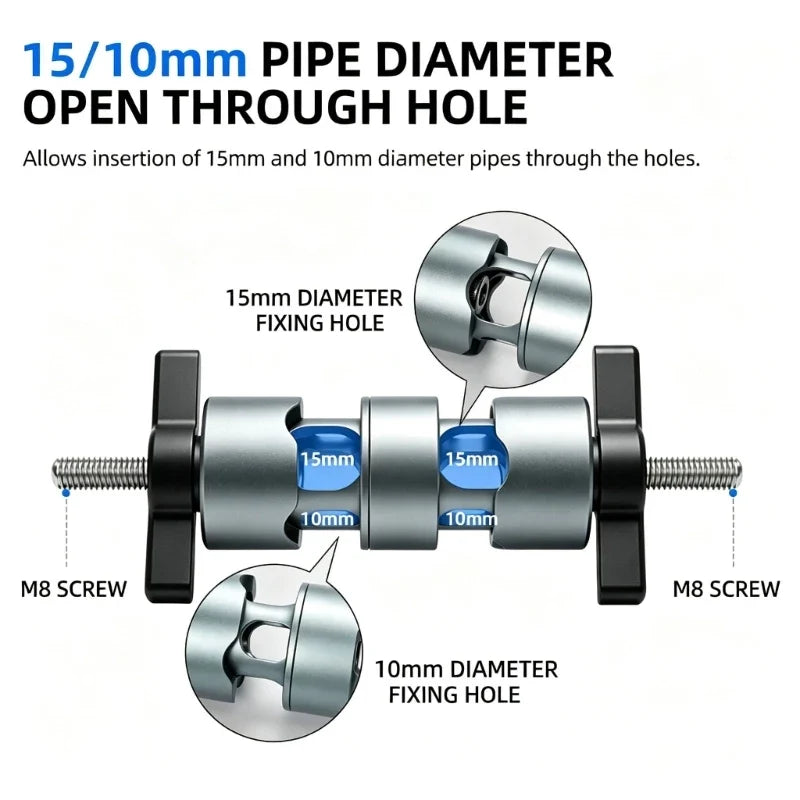 Two-Joint Aluminum Camera Rod Clamp Mount | 10mm & 15mm