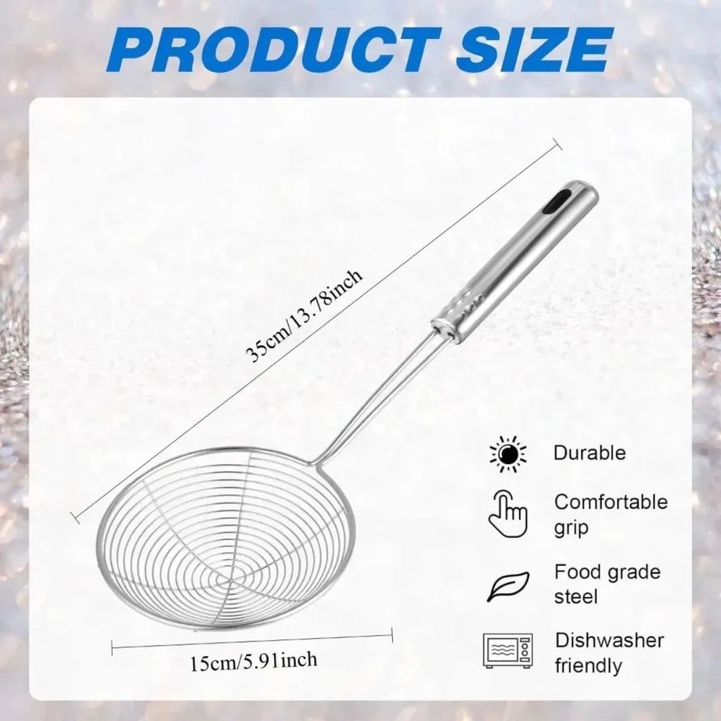 Stainless Steel Spider Skimmer Strainer with Handle | Kitchen Tool