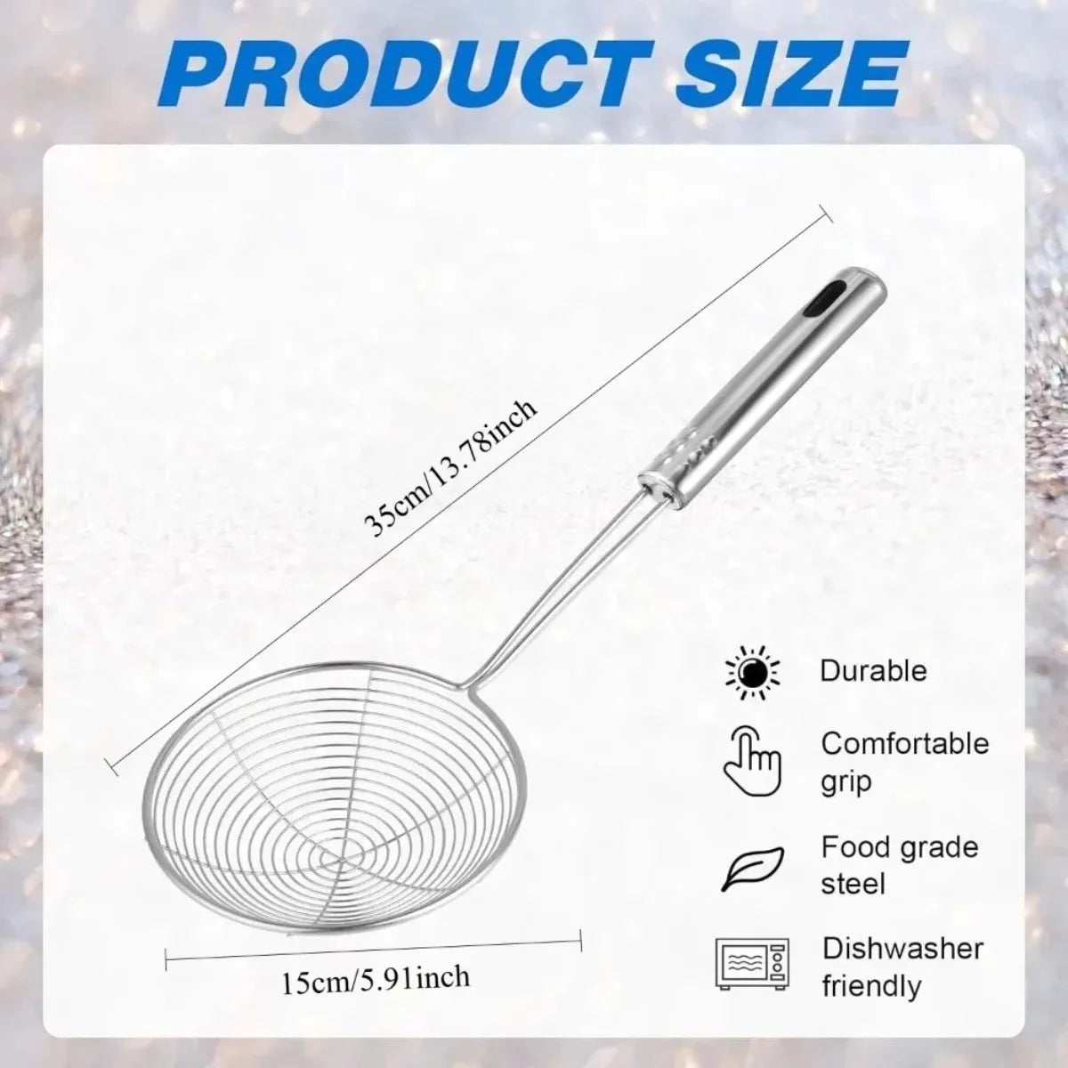 Stainless Steel Spider Skimmer Strainer with Handle | Kitchen Tool