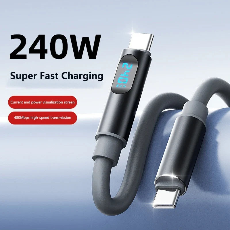 240W USB-C Fast Charge Cable with Digital Display | 6A