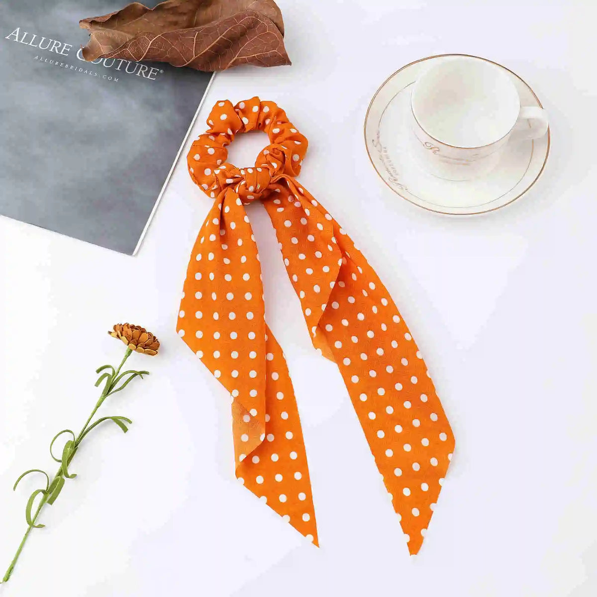 Korean Polka Dot Scrunchies – Women's Elastic Hair Ties & Scarf