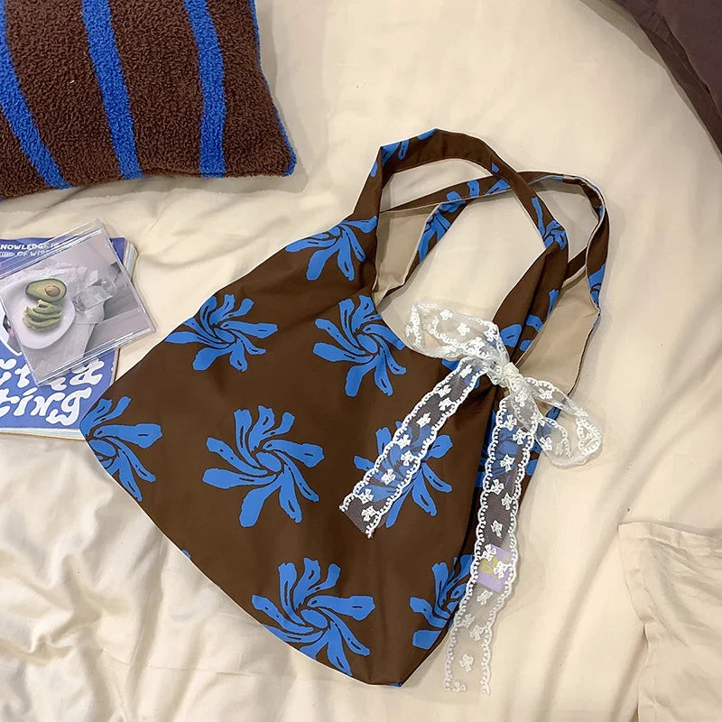Floral Canvas Shoulder Bag | Large Capacity Women's Beach Tote