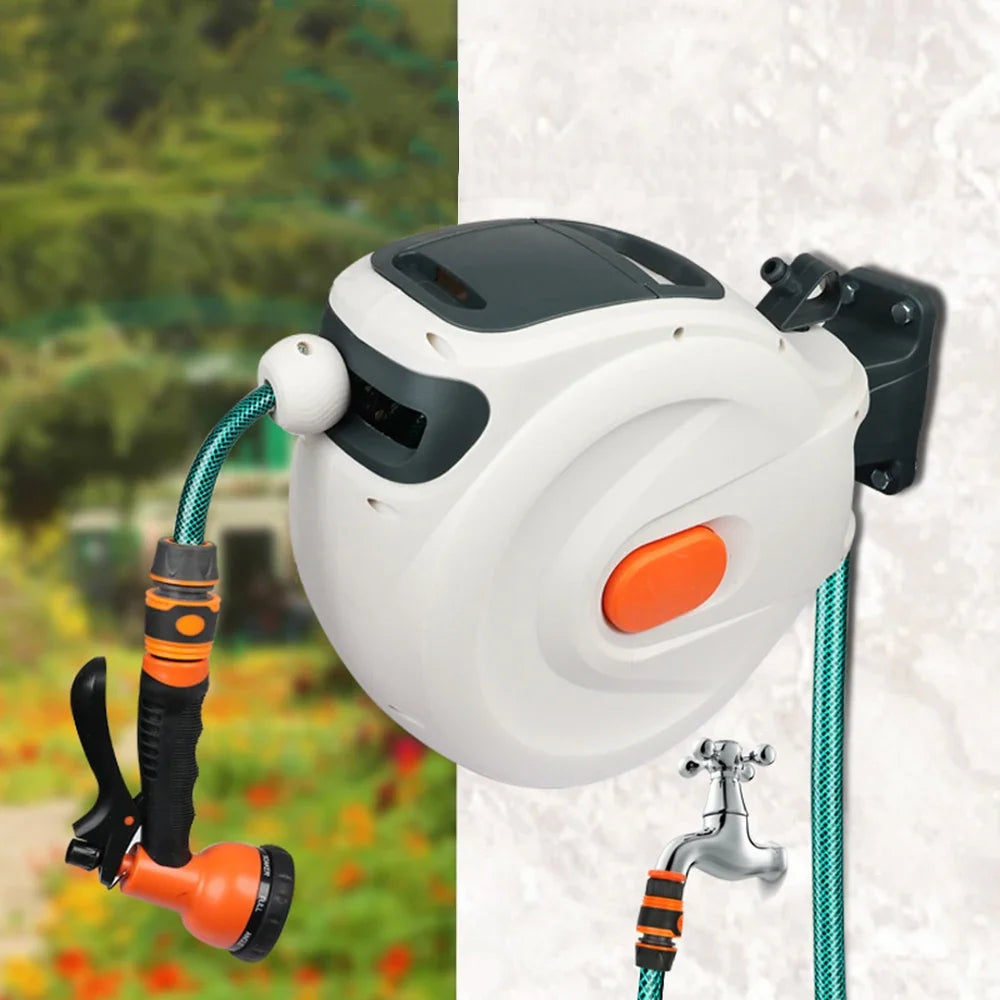 Retractable Garden Hose Reel 9m – Swivel Bracket & Lock
