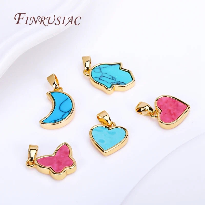 18K Gold Plated Turquoise Geometry Pendant Charms | DIY Necklace
