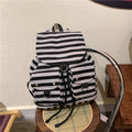 Korean Striped Canvas Drawstring Backpack – Casual School Travel Bag