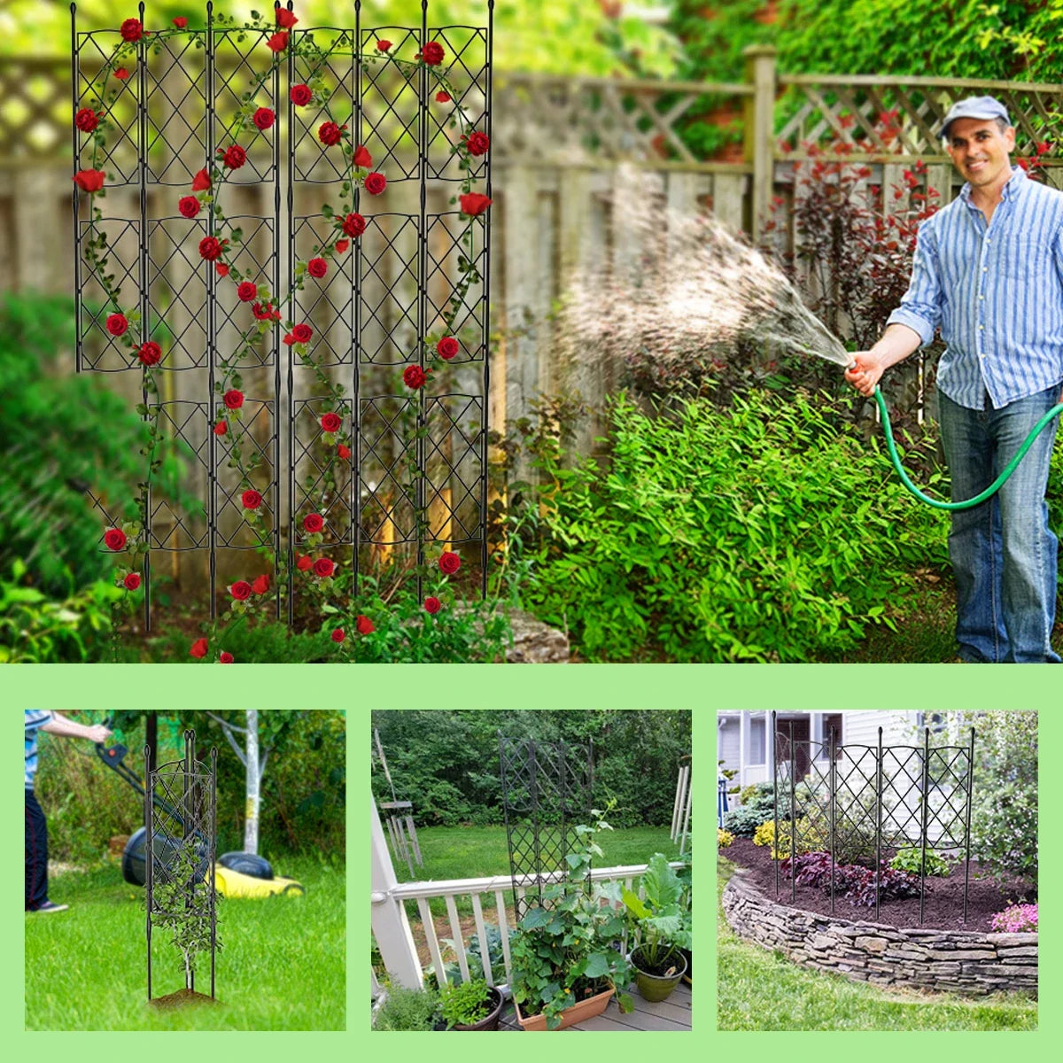 Plant Climbing Trellis, Greenhouse Hoop Kit & Garden Stakes Set