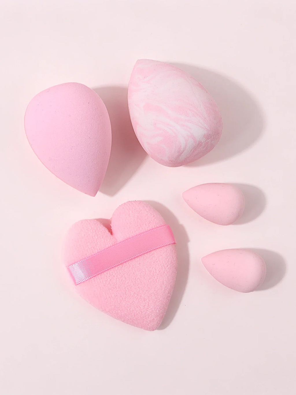 5-Piece Multi-Shape Makeup Sponge Set with Heart Puff